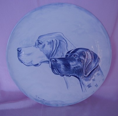 Ceramiche d-Arte di Albisola - Cani da caccia dipinti a mano.